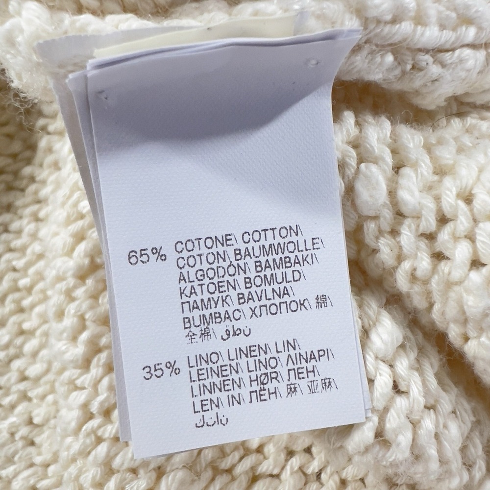 Brunello Cucinelli Womens Sweater Top Ivory Cotton Linen Cottegecore Lace Size L - Picture 9 of 15